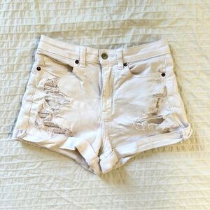 Distressed American Eagle White Denim Shorts
